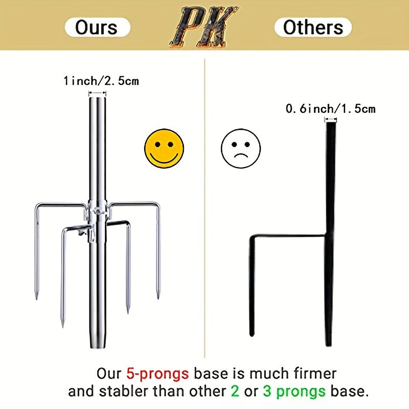 9ft Ground Flag Pole for Outside House – Tangle-Free, Wind-Resistant, Rustproof with 5-Prong Yard Flag Stand (Flag Not Included)