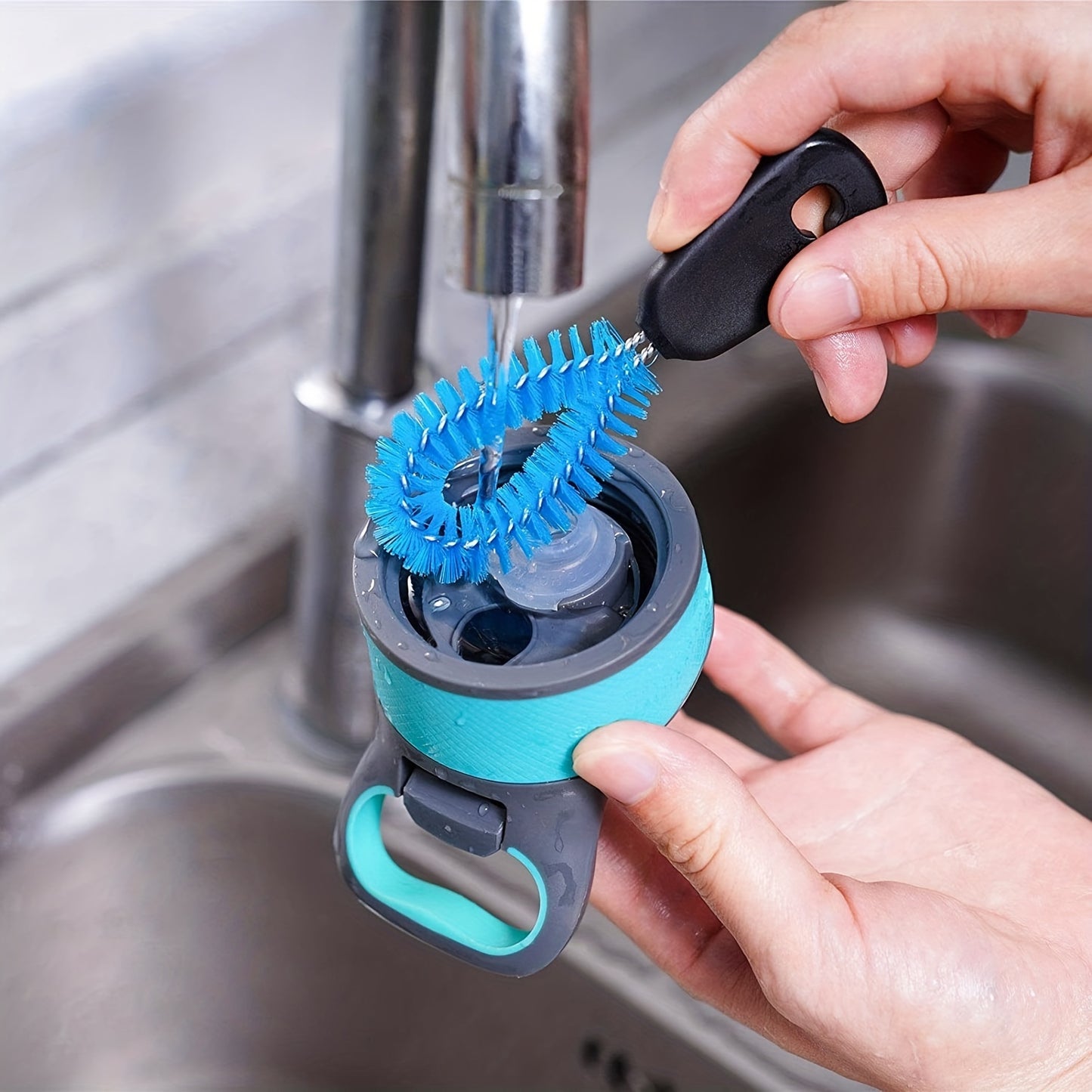 3-in-1 Ultimate Water Bottle Cleaning Brush Set - Soft Bristles, Long Handle, Detachable Heads - Ideal for Narrow Neck Bottles, Sport Bottles, Mugs, Tumblers and Flasks
