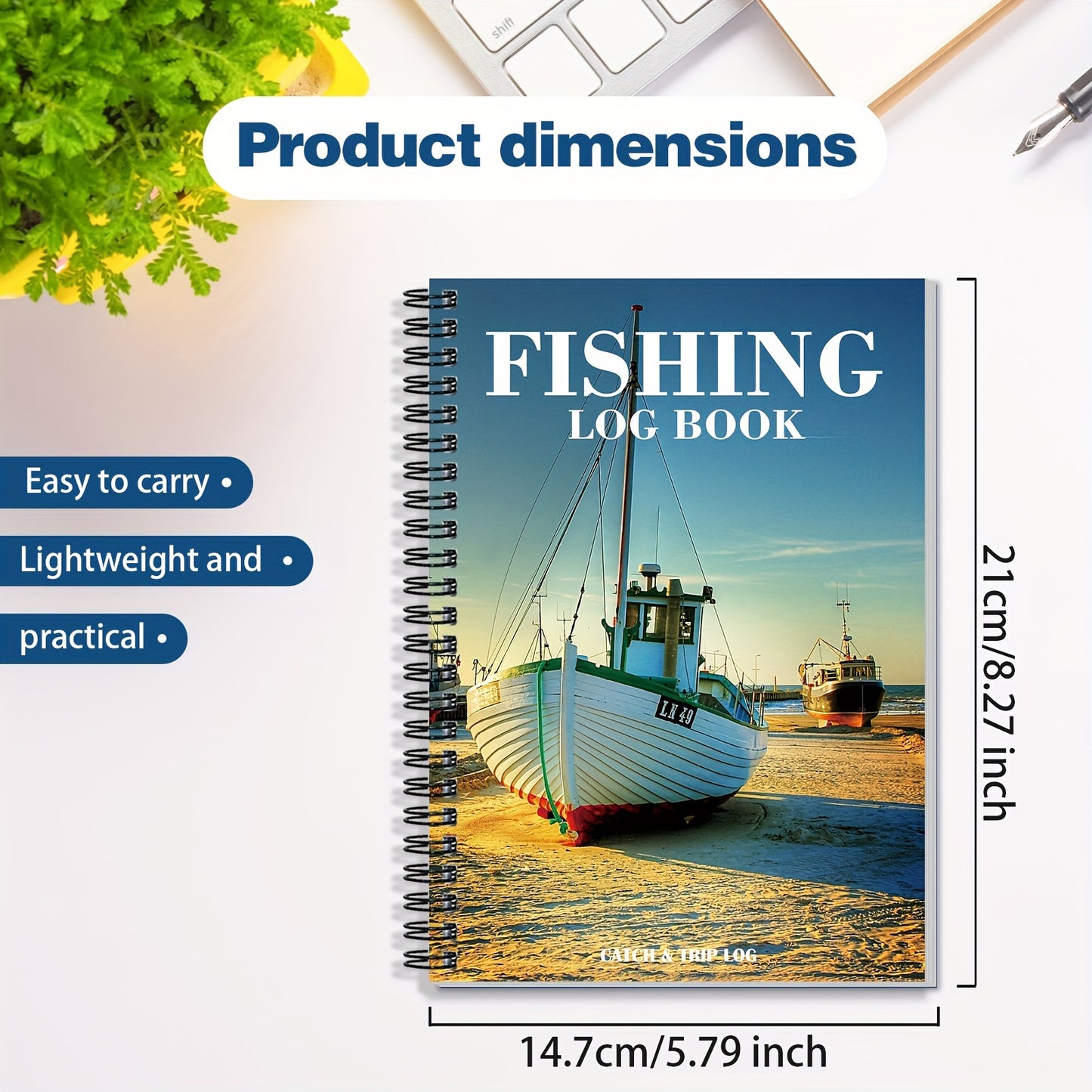 Fishing Record Book - 50 Page Spiral Log Book for Men and Women, Perfect Fishing Gift