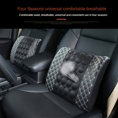 Car Lumbar Electric Massager – Red Ultra-Fiber PU Leather Cushion for Car Interior and Office Decoration