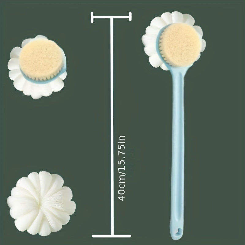 Soft Nylon Back Scrubber with Long Handle – Fragrance-Free, Battery-Free Bath and Shower Accessory