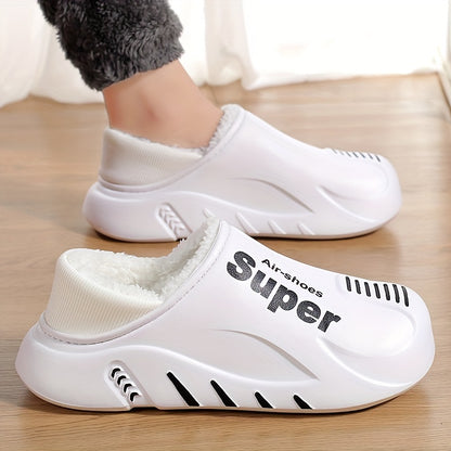 Minimalist Winter Bootie Slippers for Men and Women - Plush-Lined, EVA Upper, All-Season Indoor/Outdoor, Waterproof Snow Boots with Positioning Print, Crafted in Quanzhou