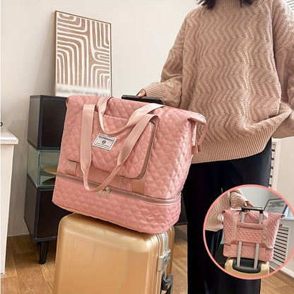 Large Capacity Travel Duffle Bag - Lightweight Argyle Pattern Luggage, Perfect for Gym and Travel
