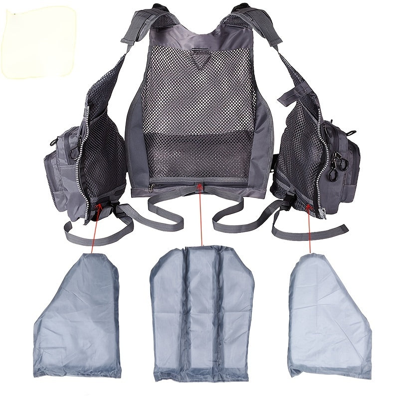 Multi-Pocket Oxford Cloth Fishing Buoyancy Vest – Breathable Mesh, Adjustable Strap, Comfortable Fit – Perfect for Fly Bass Fishing, Outdoor Activities and Water Sports for Men and Women