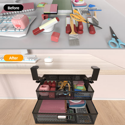 Slide-Out Under Desk Drawer Organizer – Extra Large Metal Storage Container for Home and Office