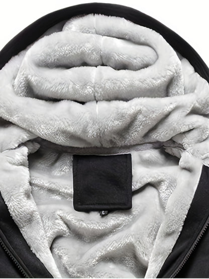 Winter Warm Fleece Zipper Hooded Jacket – Color Block Casual Hoodie – Women's Clothing