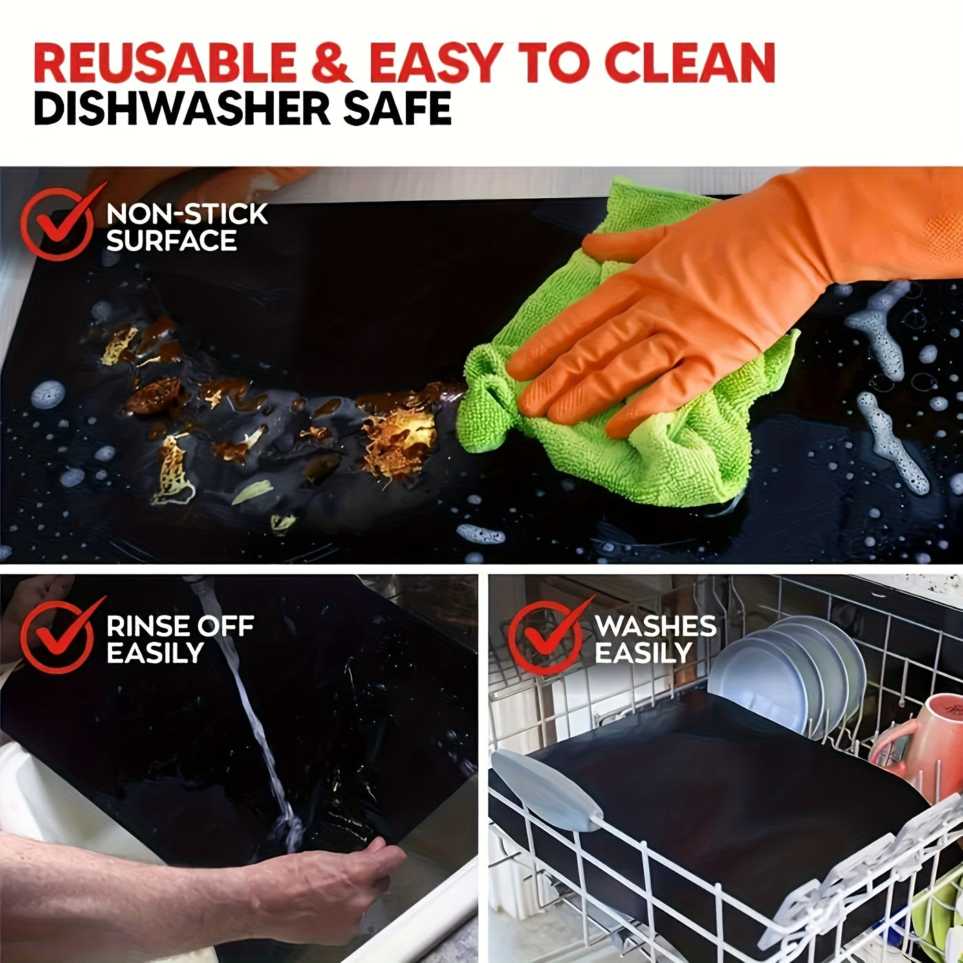 2-Pack Non-Stick Oven Mats – Heavy Duty, Reusable Liners for Electric and Gas Ovens – BPA and PFOA Free – Ideal for BBQ, Grilling, and Party Favors