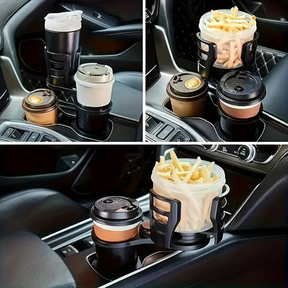 2 in 1 Rotating Car Cup Holder Expander – Durable ABS, Multi-Functional Vehicle Interior Accessory