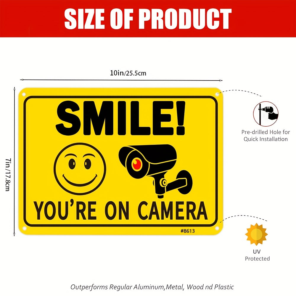 2 Pack Outdoor Security Camera Signs - UV-Resistant Aluminum, 10x7 Inches, Ideal for Home and Business Driveway Alert, CCTV Warning