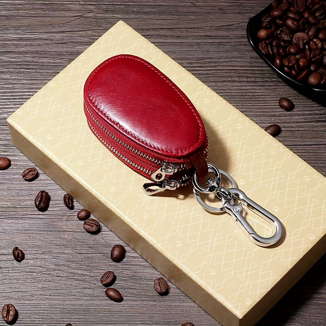 Vintage Smart Men's Leather Key Bag - Double Layer Multifunctional Key Holder with Folding Protector, Coin Purse and Business Card Slot, Genuine Leather, Durable and Stylish