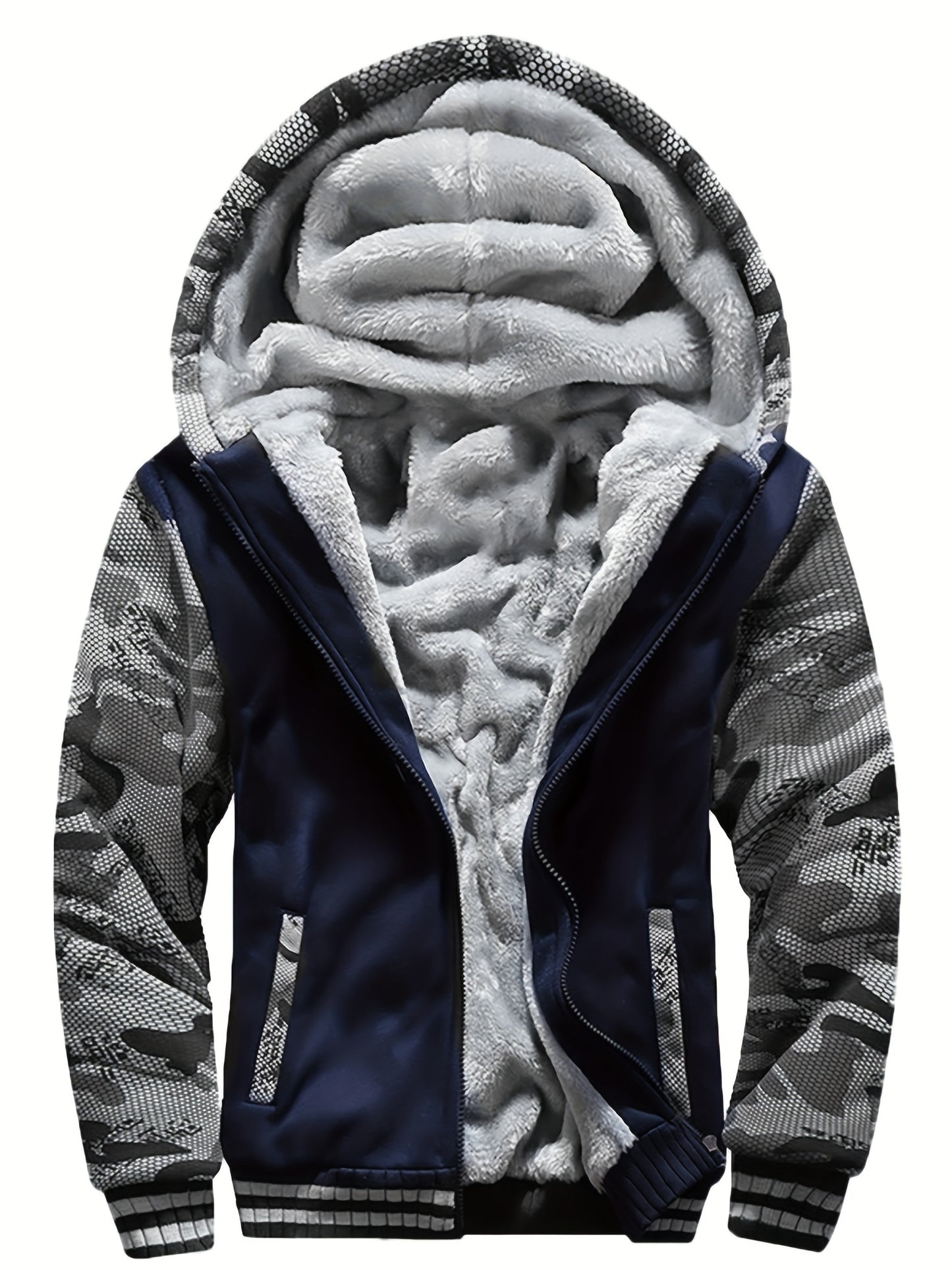 WarmthMax Fleece Hooded Jacket - Soft, Breathable, Water-Resistant Insulating Coat for Fall & Winter Outdoor Activities, Color Block Design