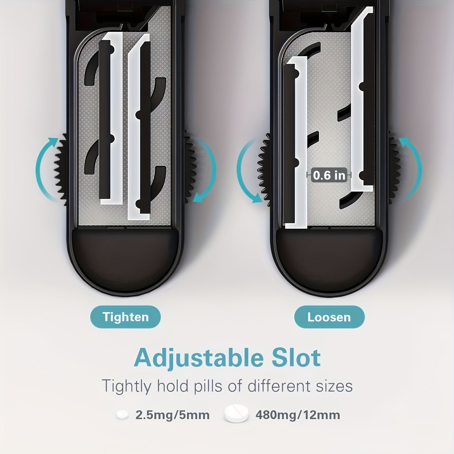 Adjustable Pill Cutter - Precise Stainless Steel Cutting with Blade Protection Cover - Ideal for Small Pills and Multi-Tablet Dispensing