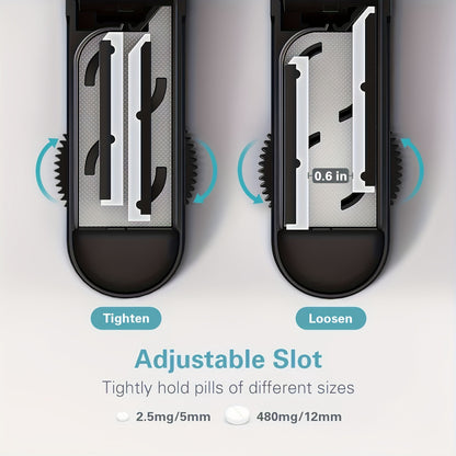 Adjustable Pill Cutter - Precise Stainless Steel Cutting with Blade Protection Cover - Ideal for Small Pills and Multi-Tablet Dispensing