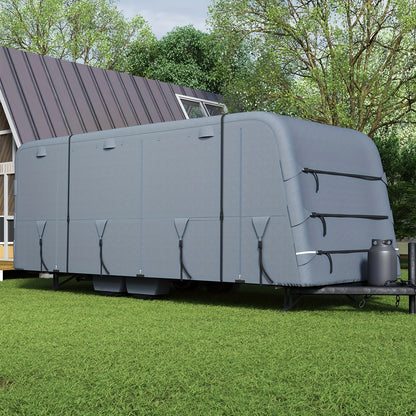 Heavy-Duty Travel Trailer RV Cover - Extra-Thick Waterproof & Anti-UV Top Panel, Reinforced Windproof Design, Breathable Camper Cover Fits Motorhomes