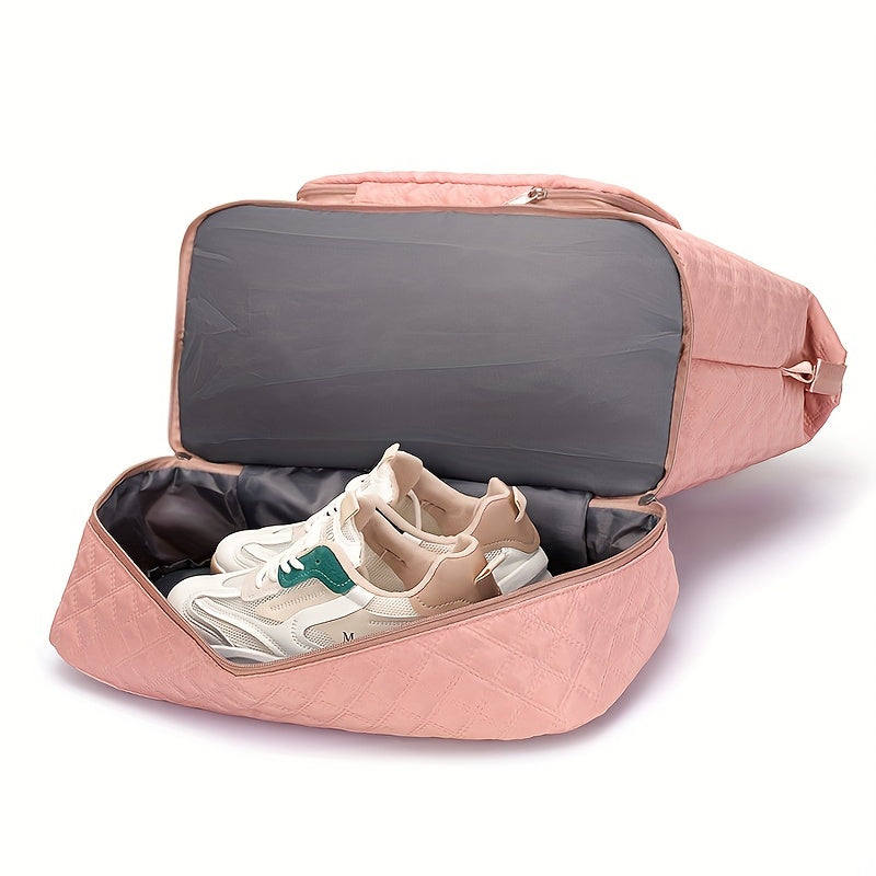 Large Capacity Travel Duffle Bag - Lightweight Argyle Pattern Luggage, Perfect for Gym and Travel
