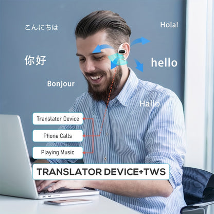 100+ Languages Wireless Translator Earbuds – Instant Real-Time Translation, Rechargeable Lithium-Polymer Battery, USB Charging – iOS & Android Compatible – Portable Language Translator with APP