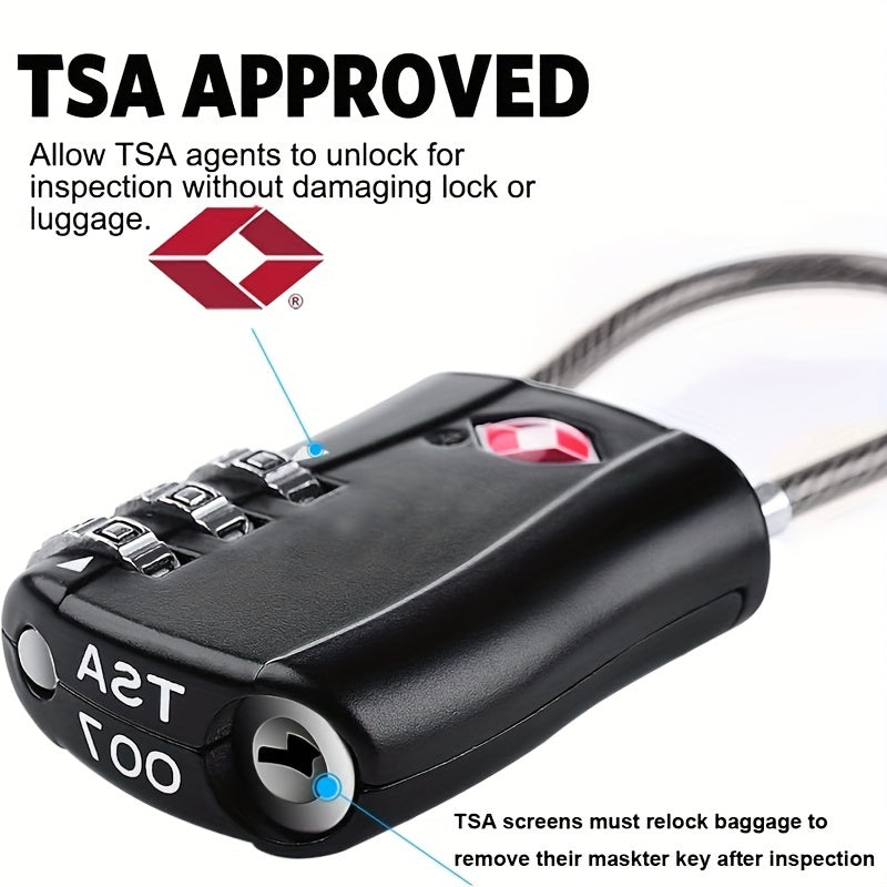 2 Pack TSA-Approved Travel Locks - Sturdy Alloy Combination Padlocks for Luggage, Suitcases, Lockers and Bikes