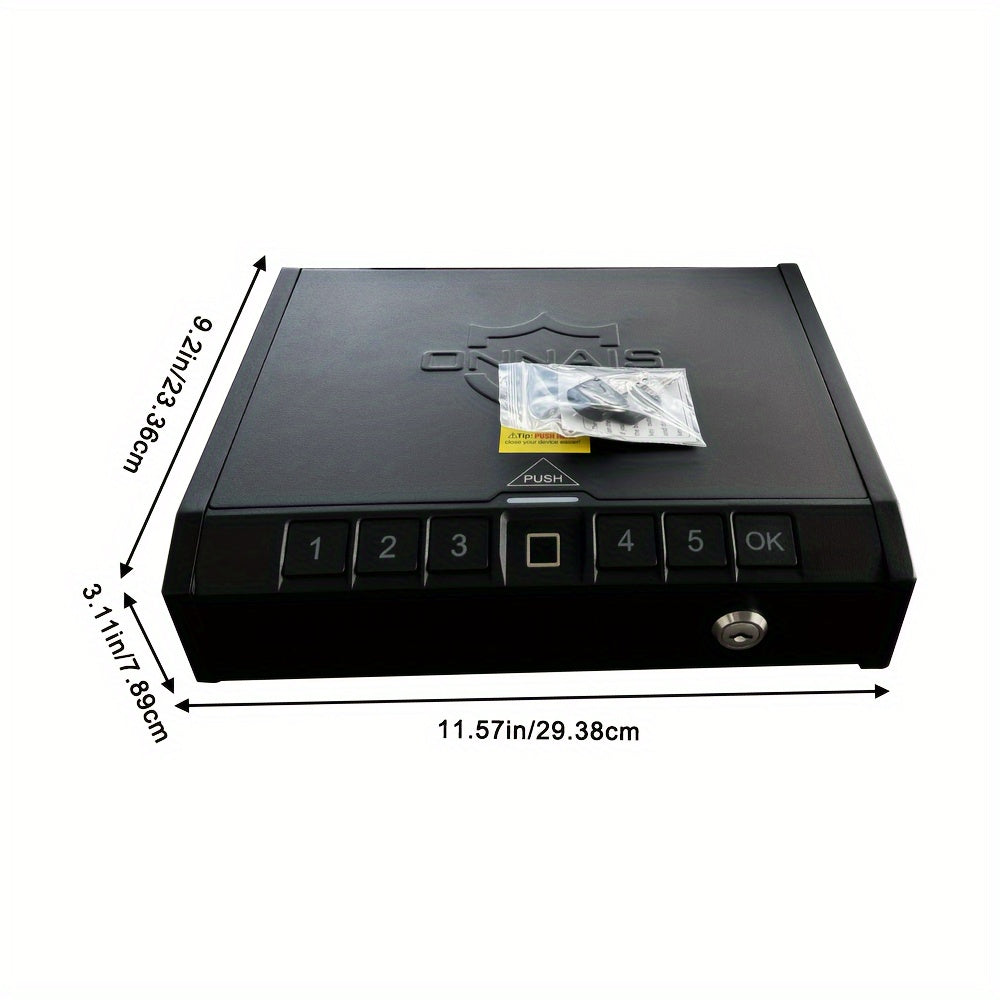 Biometric Gun Safe – Quick-Access Handgun Storage Box with Fingerprint, Keypad, and Keys – Firearm Safety Device for Home, Bedside, Nightstand, and Car