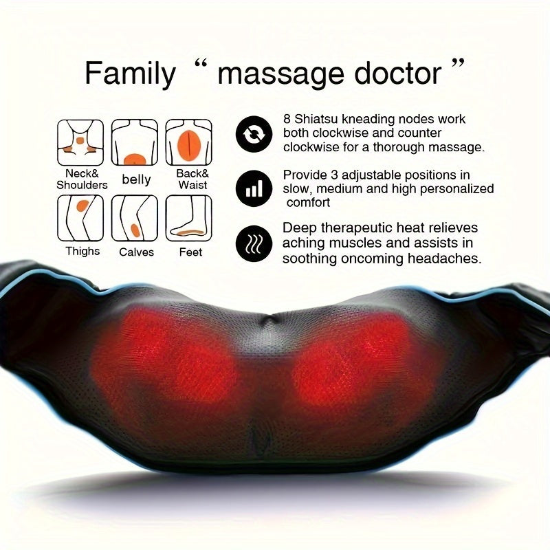 Heating Neck and Shoulder Massager – Deep Kneading Finger Pressure Massager for Neck, Back, Shoulders and More, Perfect Gift for Men, Women, and Parents