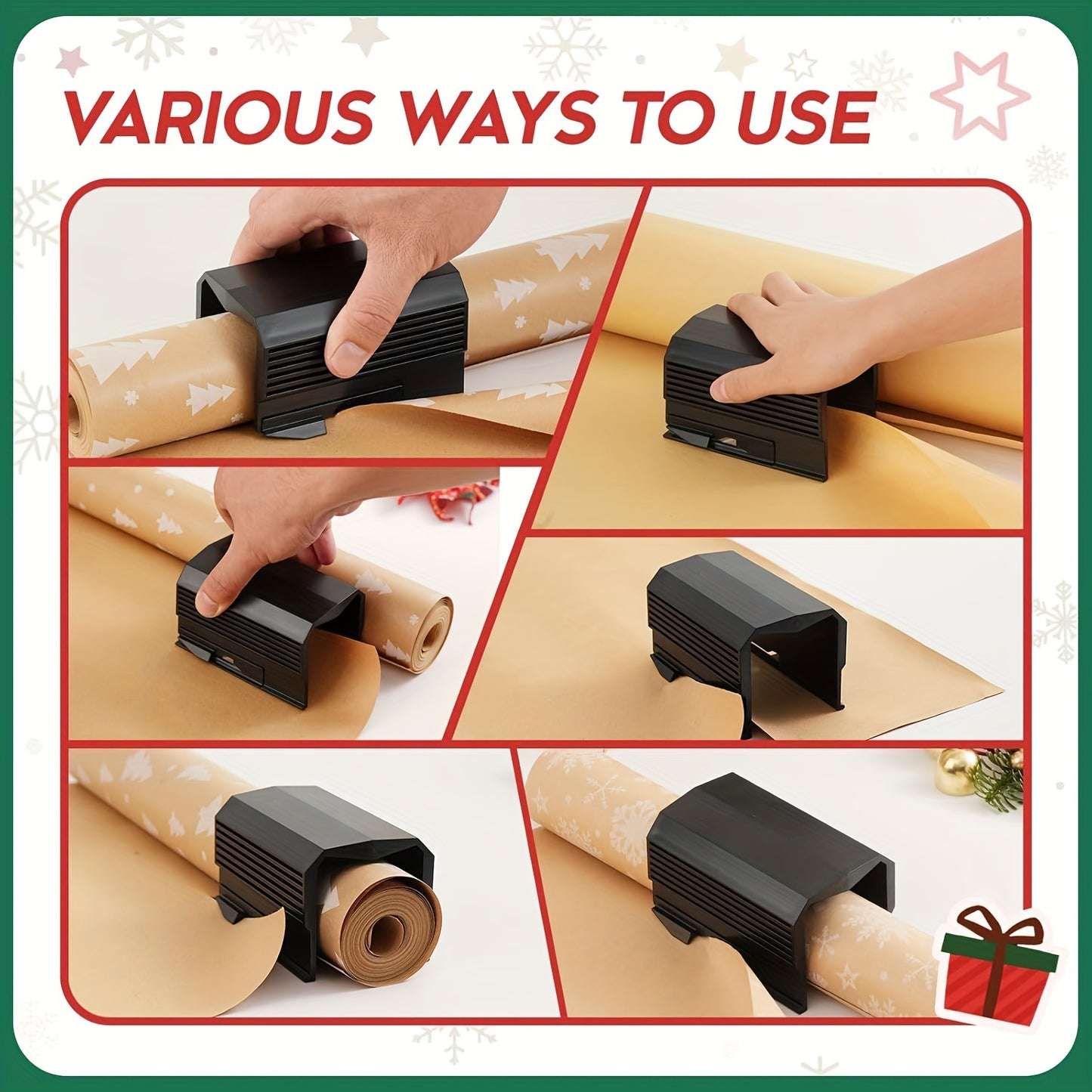 2PC Wrapping Paper Cutter Set - Christmas Paper Roll Cutters, Slider Tool for Crafting and Gift Wrapping, Black