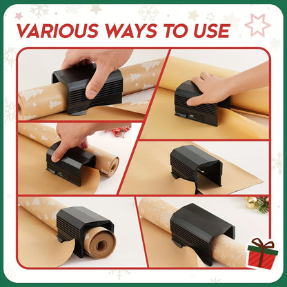 2PC Wrapping Paper Cutter Set - Christmas Paper Roll Cutters, Slider Tool for Crafting and Gift Wrapping, Black