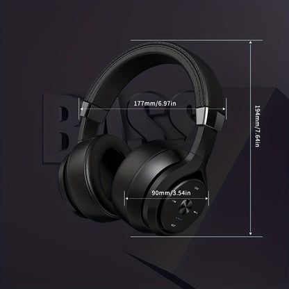 Picun P28X BT Over-Ear Headphones - 30H Playtime, EQ Music Modes, HiFi Stereo, Deep Bass, Lightweight Foldable Headset with Microphone, Dual Moving Coils for Home, Office and PC