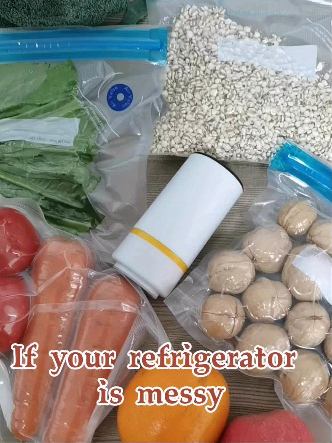 Handheld Electric Vacuum Machine with Food Vacuum Storage Bags – Includes 3 Sizes (4x8.5", 3x11", 3x13.5"), Vacuum-Sealed Zipper Bags, and Electric Pump