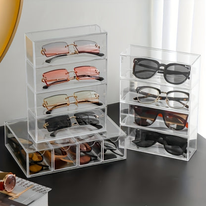 Transparent Desk Drawer Organizer for Sunglasses, Cosmetics, and Lipstick - Dust-Proof Eyeglass Cases for Storing Gifts, Accessories, and Makeup Essentials