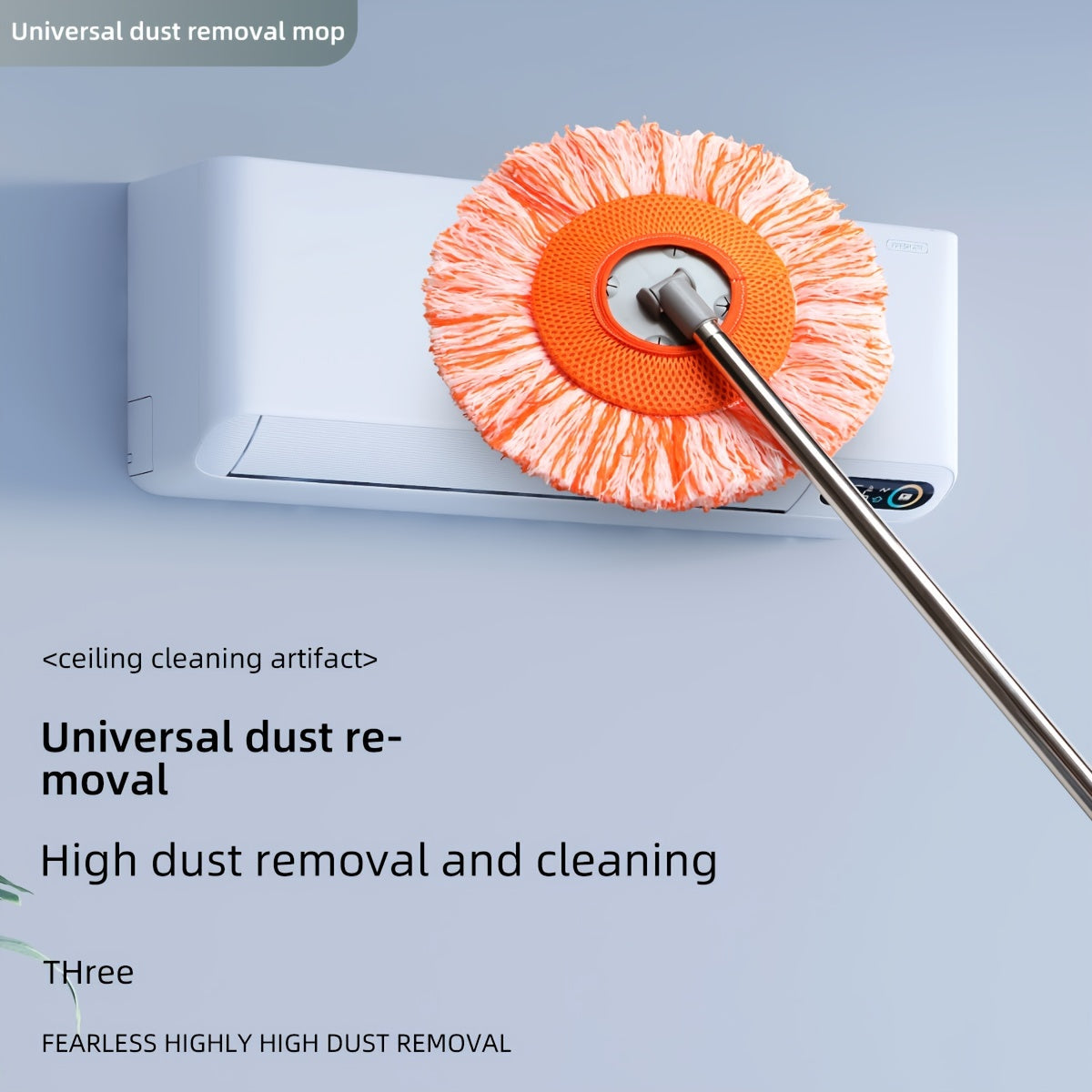 Versatile Ceiling Mop - Flexible Rotating Design for Effortless Dust and Wet Cleaning on Floors, Walls, Tiles, Glass, and Cars