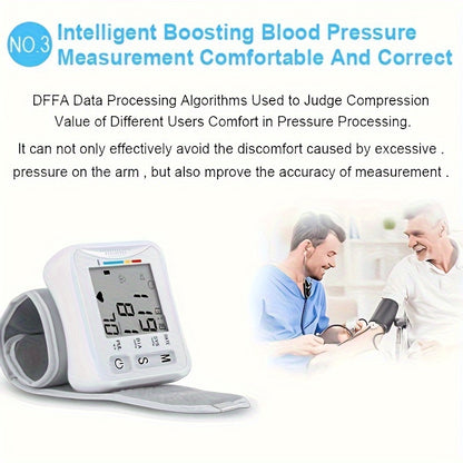 Taikon W01 Digital Blood Pressure Monitor - LCD Display, Battery-Powered, Adjustable Wrist Cuff, Irregular Heartbeat Detection - Medical Device, No Batteries Included