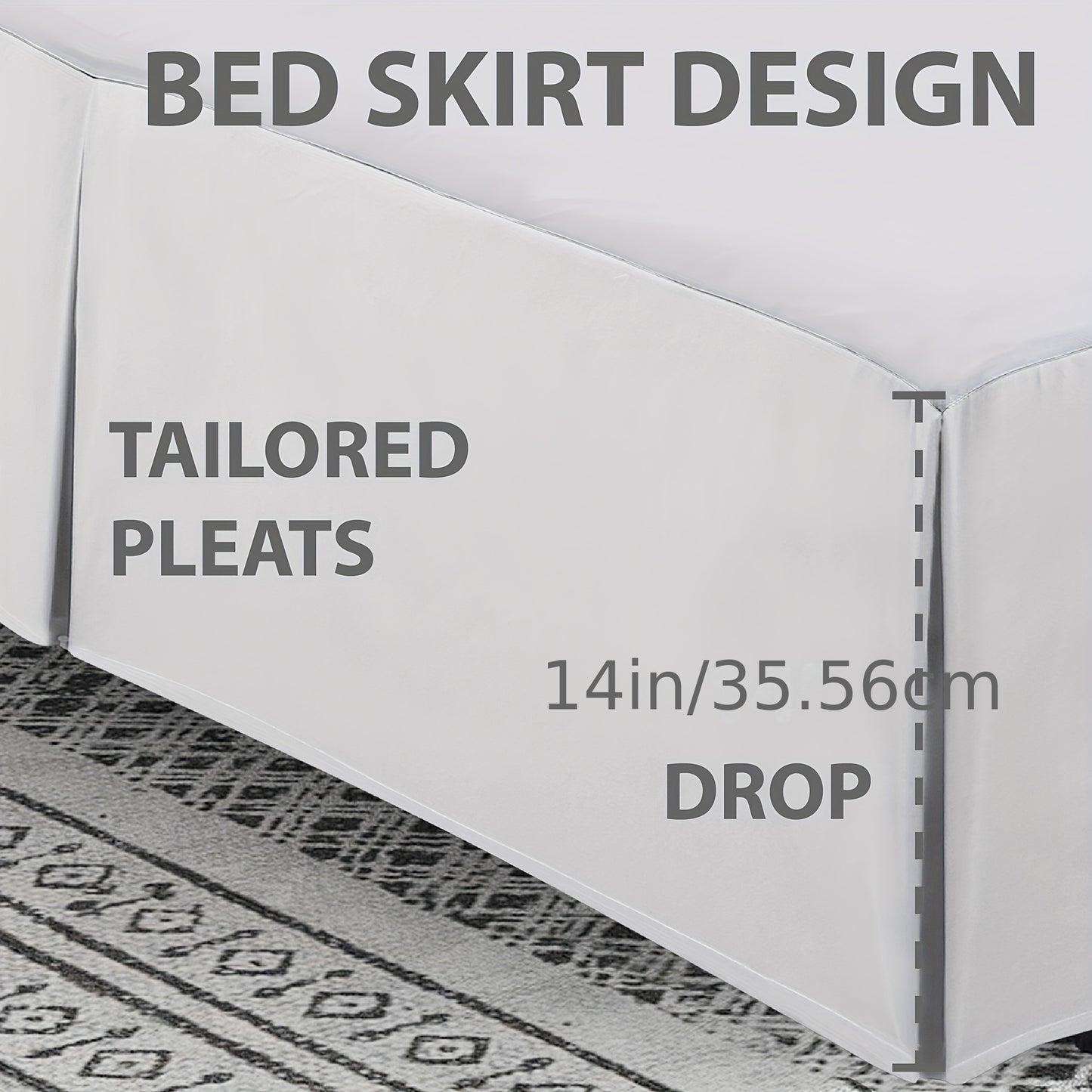 Luxurious Bed Skirt – Soft, Hypoallergenic, Breathable, Machine Washable – Wrinkle, Fade, Shrink Resistant – Tailored Pleats, 14in/36cm Drop – All-Season Bedding for Comfortable Sleep