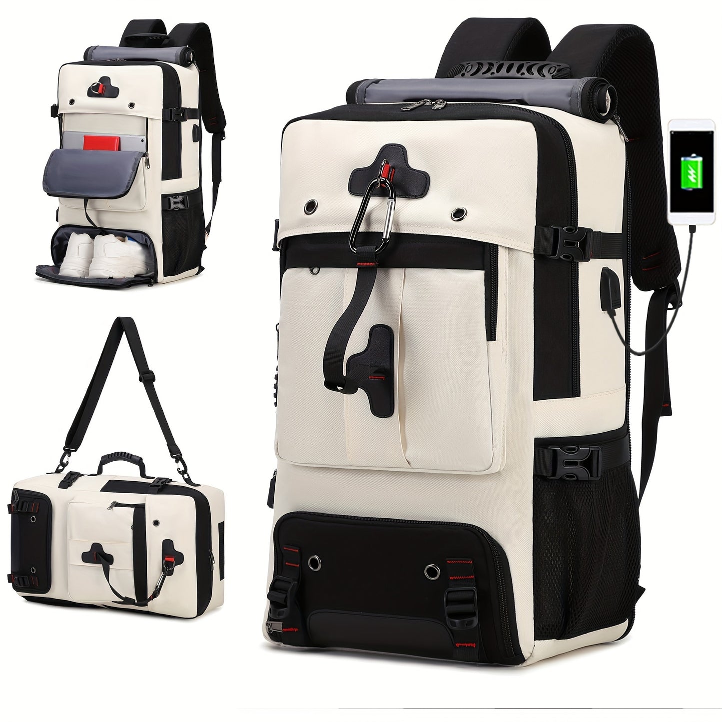 50L Spacious Hiking Travel Backpack - Multi-Functional, Water-Resistant, with Shoe Compartment, Laptop Sleeve, Ventilated Ergonomic Design - Ideal for Outdoor Camping, Sports and Adventures