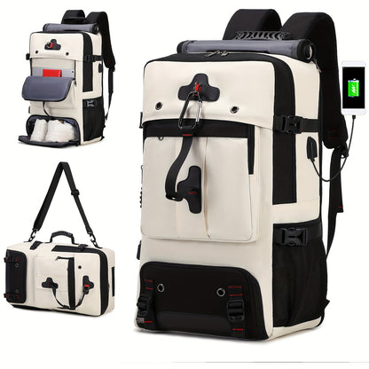 50L Spacious Hiking Travel Backpack - Multi-Functional, Water-Resistant, with Shoe Compartment, Laptop Sleeve, Ventilated Ergonomic Design - Ideal for Outdoor Camping, Sports and Adventures