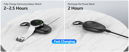 NEWDERY Magnetic Keychain Charger — Portable Wireless Power Bank for Samsung Galaxy Watch 7/Ultra/6/6 Classic/5 Pro/4/3 & Active 2/1