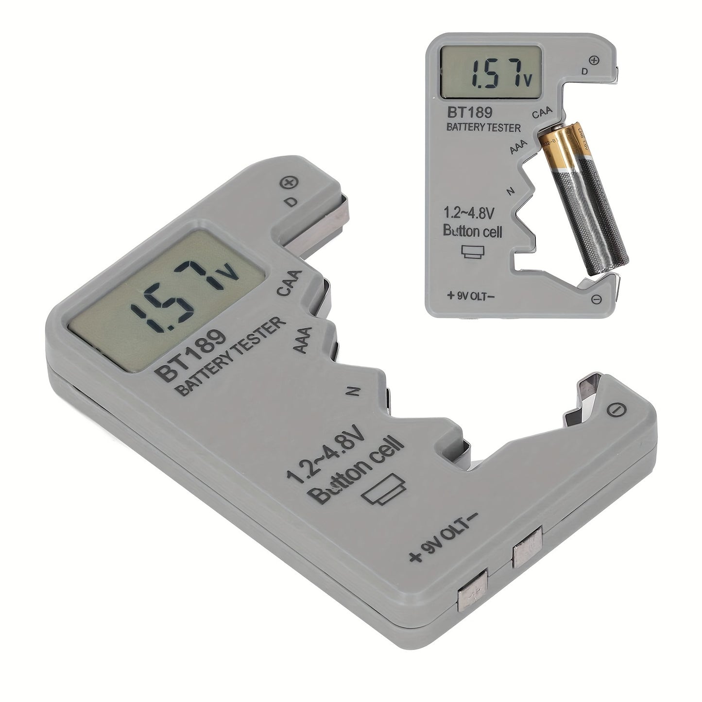 BT189 Digital Battery Tester – LCD Display for AA/AAA/9V/1.5V Button Cell – Battery Capacity Checker and Capacitance Diagnostic Tool