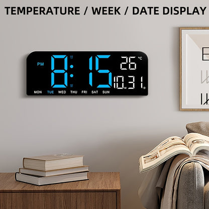 Luminous Large Screen LED Alarm Clock - Week, Temperature, Humidity, Timer Display - Modern Bedroom, Living Room, Office Decor