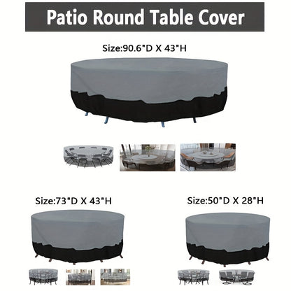 Circular Terrace Furniture Cover – 210D Oxford Cloth Waterproof Cover for Outdoor Dining & Garden Round Tables