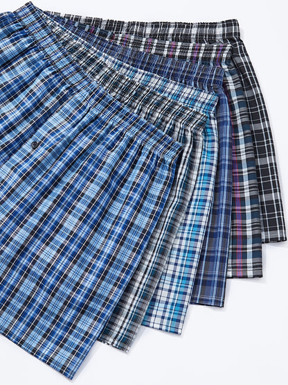 10 Pcs JupiterSecret Men's Loose Fit Cotton Blend Boxer Shorts - Elastic Waistband, Button Fly, Striped Pattern, Non-Stretch Fabric - Casual Wear for Everyday Comfort - Random Style