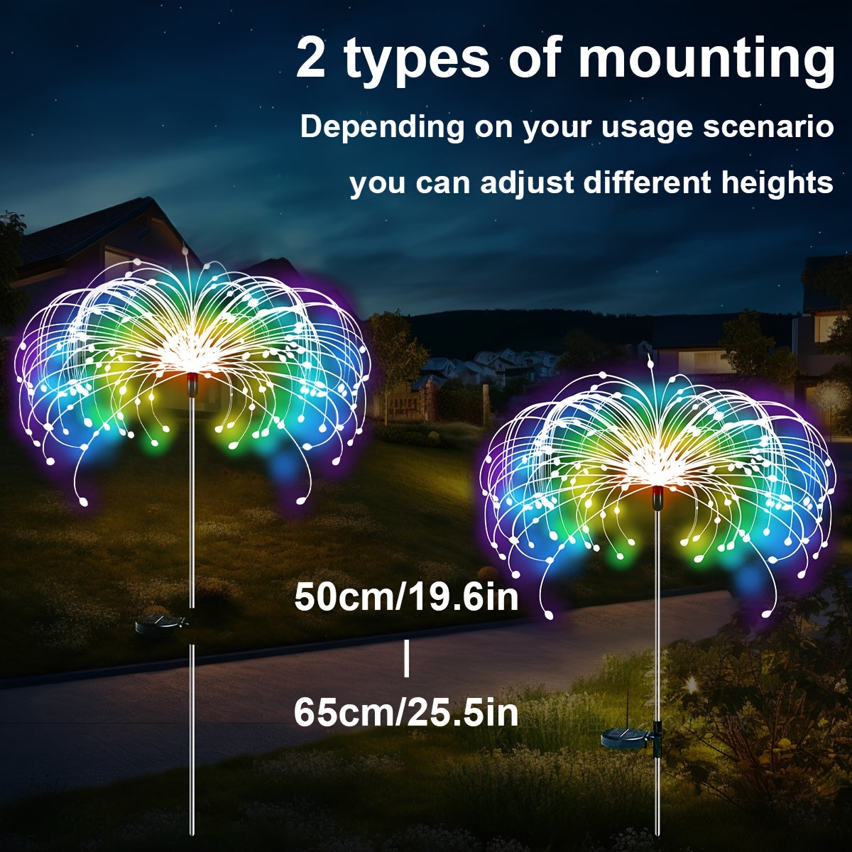 Solar Firework Lights – Height Adjustable, 8 Lighting Modes, IP65 Waterproof – 420/360/200/60 LEDs for Outdoor Yard, Courtyards, Camping, Festivals