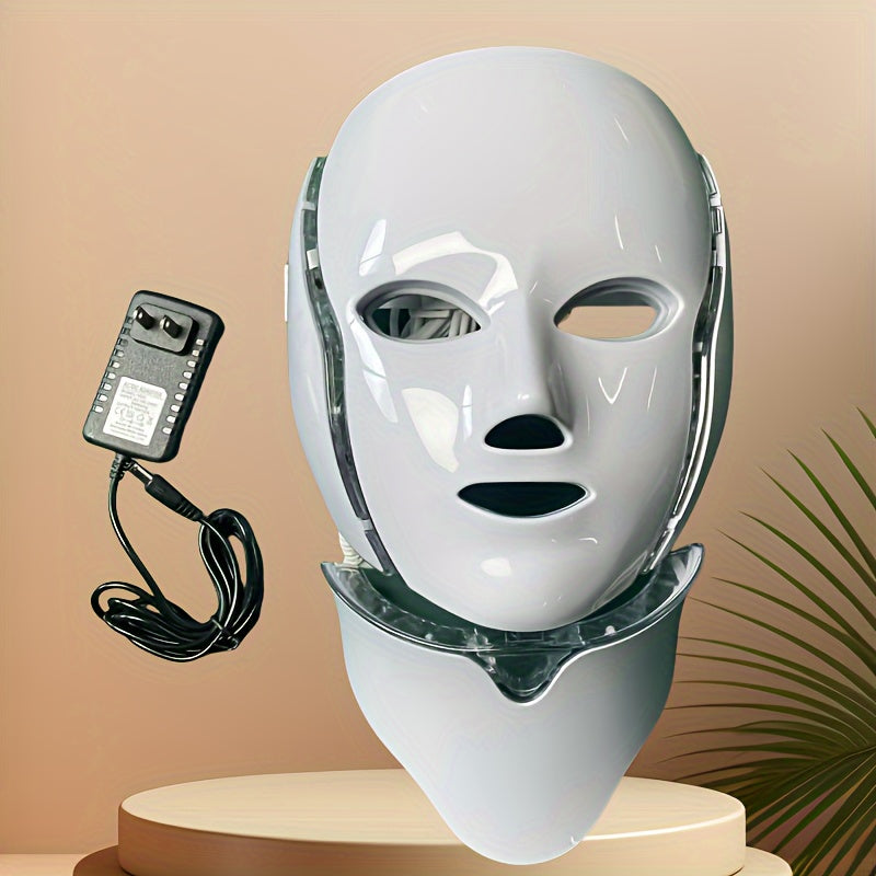 Plug-in 7-Color LED Face & Neck Care Mask – LED Skin Treatment Mask for Facial Rejuvenation