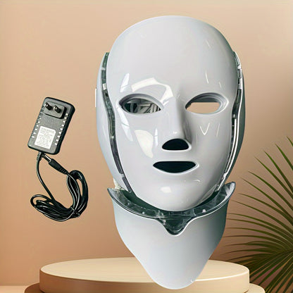 Plug-in 7-Color LED Face & Neck Care Mask – LED Skin Treatment Mask for Facial Rejuvenation