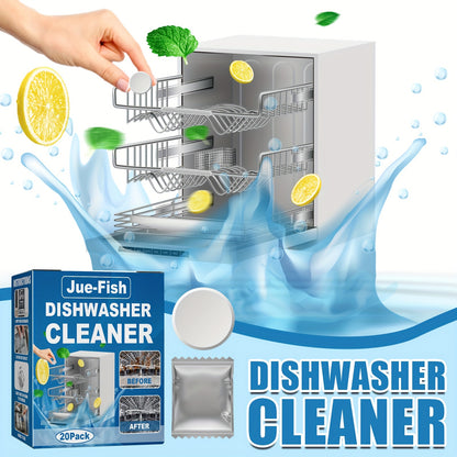 40pcs Heavy-Duty Dishwasher Cleaner Tablets – Powerful Oil Removal, Decontamination, Descaling for Shop, Restaurant, and Kitchen Use