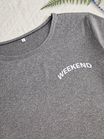 Women's 3-Piece Pajama Set – Simple Short Sleeve Sleepwear with 'WEEKEND' Print, Comfy Casual Loungewear