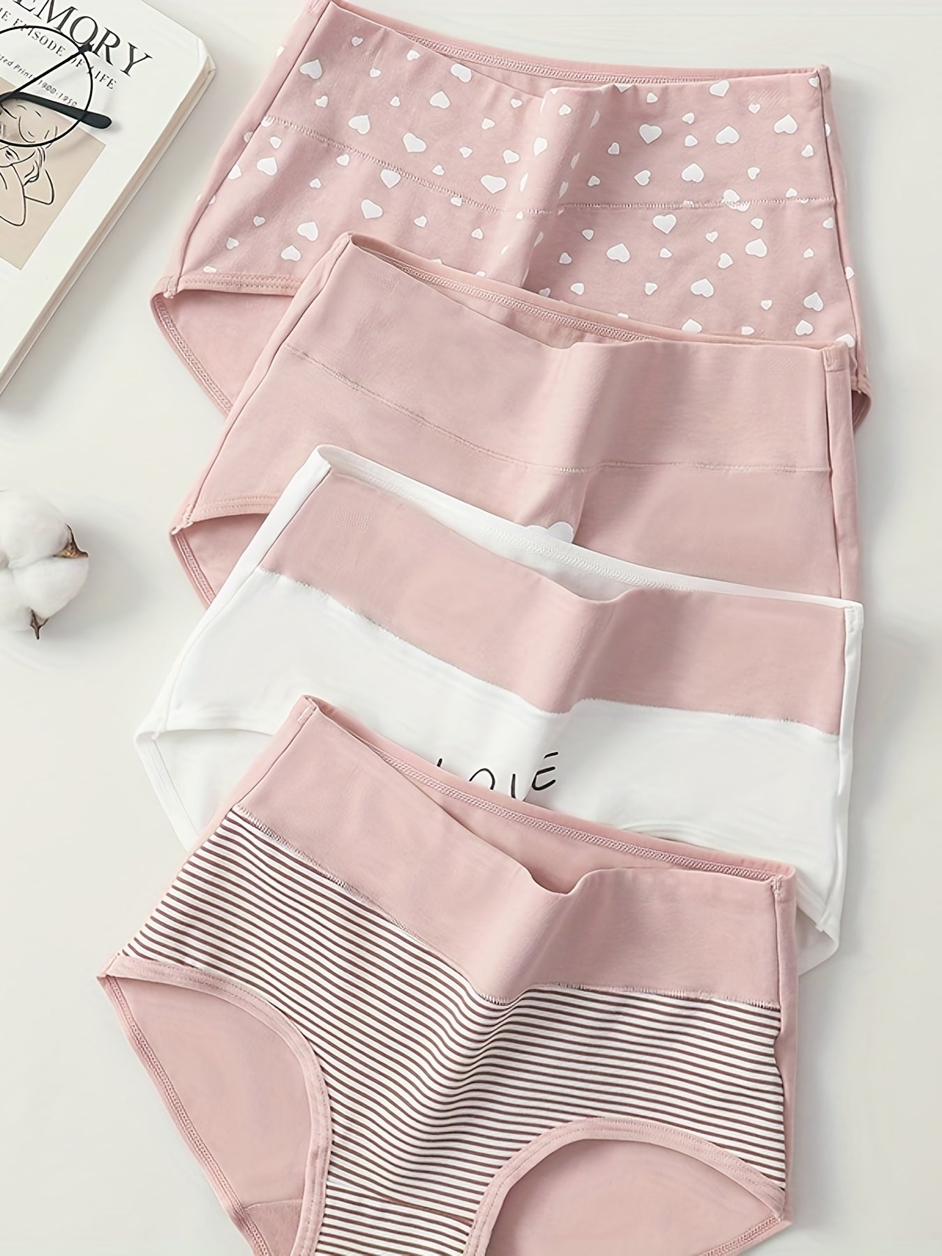 4pcs Cartoon Print Colorblock Briefs – Soft, Comfortable High Waist Intimates Panties – Women's Lingerie and Underwear
