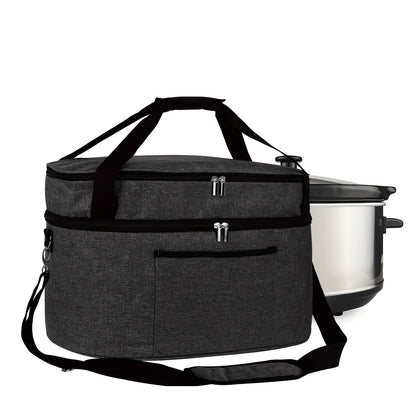 2 Layer Slow Cooker Bag for Crock-Pot 6-8 Quart – Insulated, Waterproof, Easy-Clean, Perfect for Travel, Family Gatherings, and Potlucks – Black and Grey