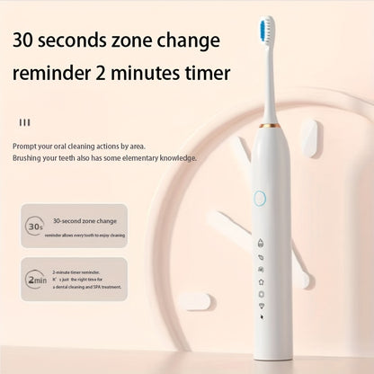 Smart Electric Toothbrush – 6 Modes, 42,000 VPM, Smart Timer, Rechargeable USB, Includes 4/8 Replacement Heads, Sonic Toothbrush for Adults, 3 Colors, Perfect Father's Day Gift