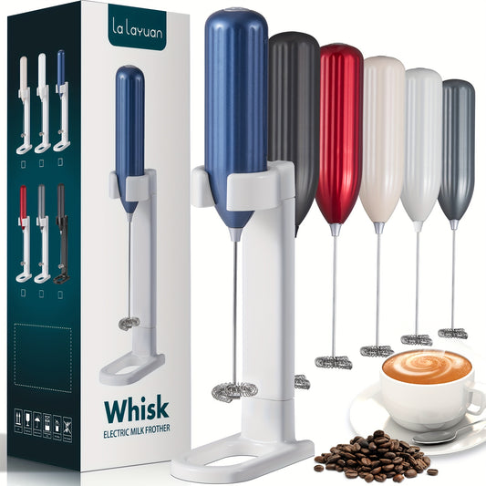 1pc Lalayuan Electric Milk Frother - Mini Battery-Operated Stainless Steel Drink Mixer, Handheld Whisk for Coffee, Latte, Cappuccino, Chocolate & Matcha (Batteries Not Included)