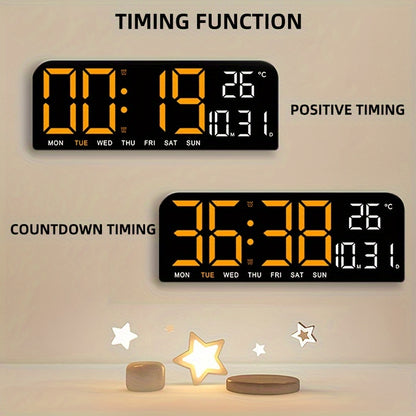 Luminous Large Screen LED Alarm Clock - Week, Temperature, Humidity, Timer Display - Modern Bedroom, Living Room, Office Decor
