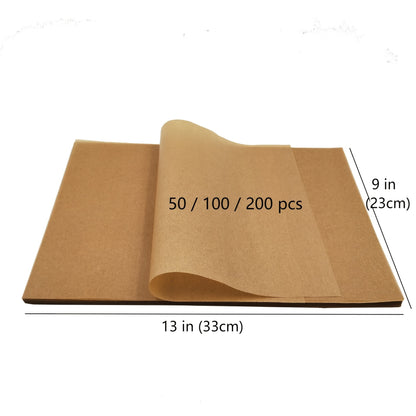 50/100/200 Pieces Unbleached Parchment Paper Baking Sheets – Non-Stick, Precut 9x13 Inches – Oven Accessories for Baking, Cooking, Grilling, Frying, Steaming – Fits Most Sheet Pans, Easy Release and Cleanup