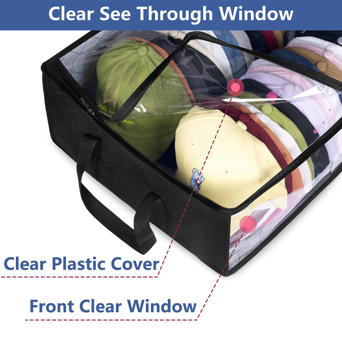 Large Capacity Hat Storage Box – Holds Up to 40 Hats, Multi-Purpose Storage for Toys, Books, DVDs – Space-Saving for Wardrobe, Under-Bed, Bedroom, Dormitory